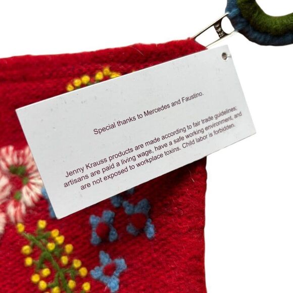 NWT Jenny Krauss Monogram Letter J Pouch Floral Embroidered Zip Bag Sundance - Picture 7 of 7